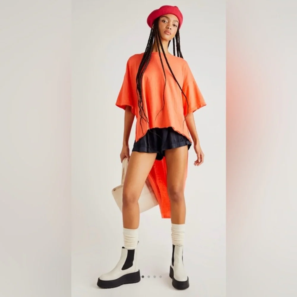 NWT Free People XS Nova Tunic in Coral 🪸 Top New Oversized High Low Shirt